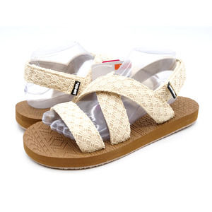 Luk Ees Games Womens 8 Sandals Oatmeal Geometris Strappy Flat Slingback